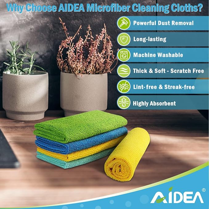 AIDEA Microfiber Cleaning Cloth, Soft Absorbent Rags, Microfiber Towels - Image 2