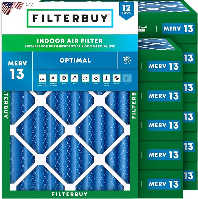 Filterbuy 14x20x4 Air Filter MERV 13 Optimal Smoke & Allergy Defense, by Filterbuy