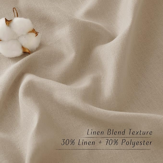 NICETOWN Rustic Linen 96 inch Long Curtains for Living Room, Grommet Privacy Added Thick Linen Weave with Light Filter Window Curtains & Drapes for Bedroom, Taupe, W42 x L96, 2 Panels
