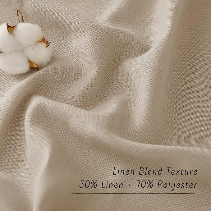 NICETOWN Linen Flax Semi Sheer Curtains 94" Length, Grommet Window Treatments Privacy Added with Light Penetration Vertical Drapes for Loft/Home Office, Taupe, W55 x L94, 2 Panels