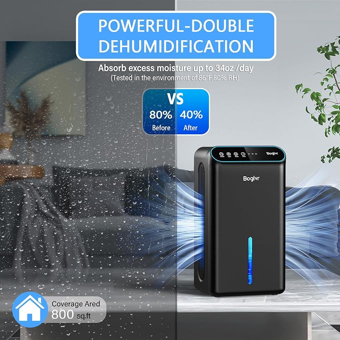 Dehumidifier for Home up to 1000 sq.ft, 98oz Small Quiet Dehumidifier - Image 3
