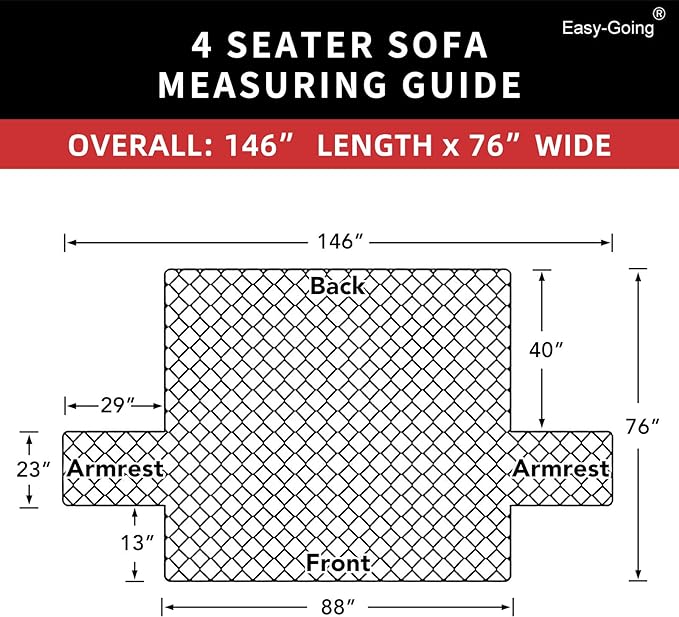 Easy-Going 4 Seater Sofa Slipcover Reversible Sofa Cover Water Resistant Couch Cover with Foam Sticks Elastic Straps Furniture Protector for Pets Children Dog Cat (XX-Large, Light Gray/Ivory)