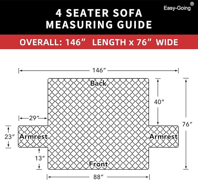 Easy-Going 4 Seater Sofa Slipcover Reversible Sofa Cover Water Resistant Couch Cover with Foam Sticks Elastic Straps Furniture Protector for Pets Children Dog Cat (XX-Large, Chocolate/Beige)