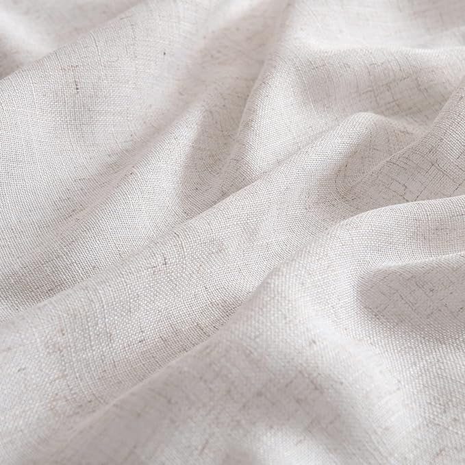 MIULEE White Linen Curtains 90 Inch Length 2 Panels for Bedroom Living Room, Soft Thick Linen Textured Natural Window Drapes Semi Sheer Light Filtering Back Tab Rod Pocket Burlap Look Decor, W37xL90