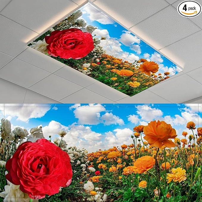 2 Pack Blooming flowers Fluorescent Light Cover by Unknown