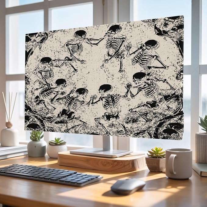 Halloween Horror Black Skeleton Indoor TV Cover, Elastic TV Screen Protector - Image 4