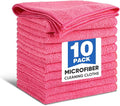 TEAWOO 10 PCS Pink Microfiber Cleaning Cloths, Highly Absorbent Microfiber by TEAWOO