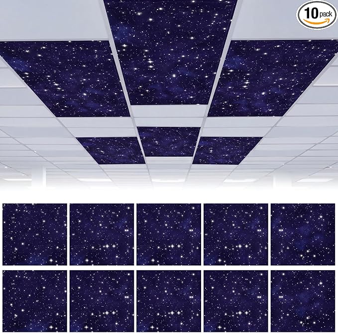 Funtery 10 Pack Magnetic Fluorescent Light Covers, 4 x 2 ft Ceiling Light by Funtery