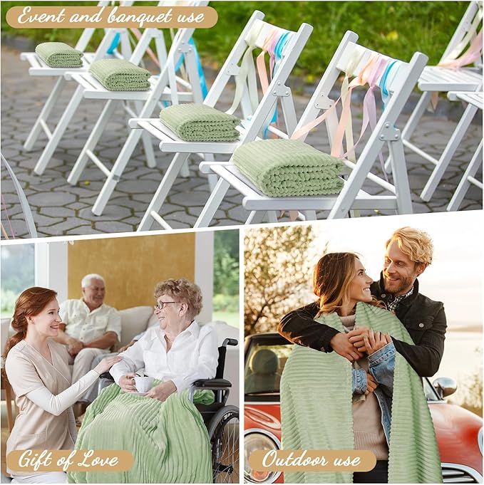 Buryeah 12 Pcs Flannel Throw Blanket Bulk 50 x 60 in Sleepover Blanket Outdoor Wedding Throw Lightweight, Oeko-tex Standard 100 Certified for Sofa Homeless Gifts (Mint)