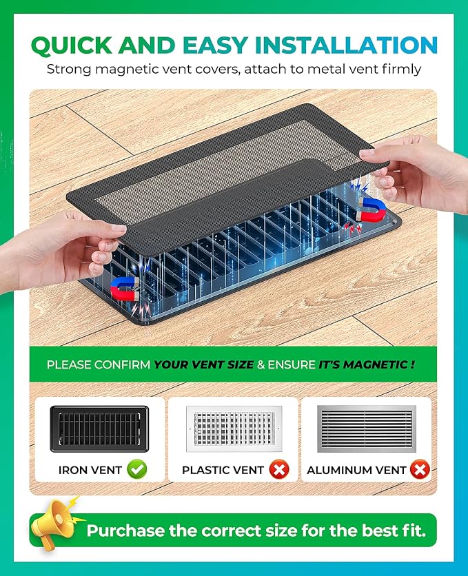 Magnetic Vent Screen Mesh Covers, Floor Vent Covers 3 Pack, - Image 4