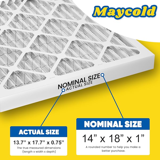 Maycold MERV 8 14x18x1 Furnace Air Filters, Pleated HVAC AC Filters – Actual - Image 3