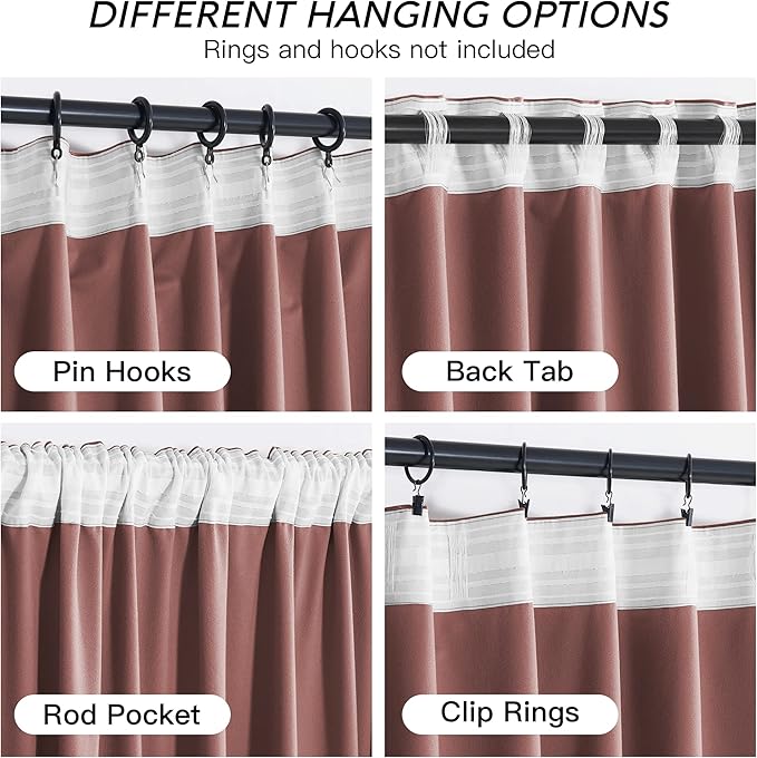 RYB HOME Pink Velvet Curtains 102 inches with Hook Belt, Soft Fabric Room Darkening Thermal Insulated Luxurious Home Decor Curtains for Living Room Bedroom, W 52" x L 102", 2 Panels Set