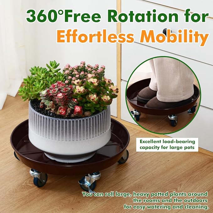 Planterhoma 3 Packs 13 inches Metal Plant Caddy - Image 6