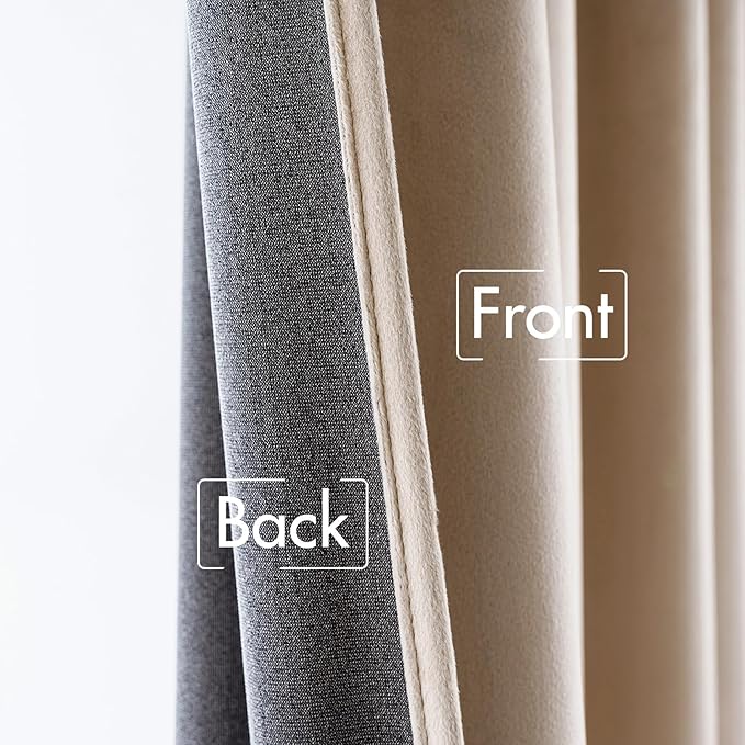MIULEE Velvet Curtains 84 inches 2 Panels - Luxury Blackout Curtains for Bedroom Living Room Thermal Insulated Super Soft Window Drapes Rod Pocket & Back Tab, Camel Beige, W52 x L84 inches