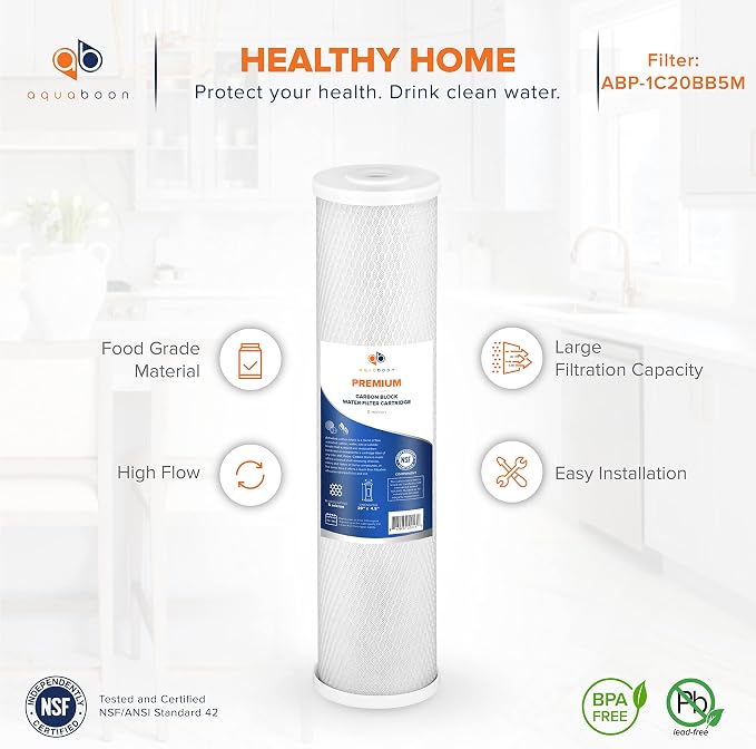 Aquaboon 5 Micron 20 x 4.5 Premium CTO Activated Carbon Water Filter Cartridge - Image 7
