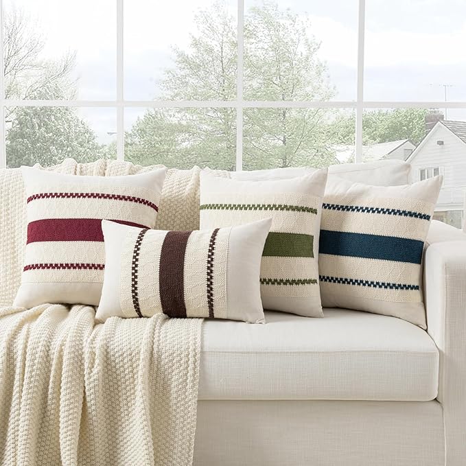 Fancy Homi Set of 1 Navy Blue Euro Decorative Throw Pillow Covers 26x26 Inch for Couch Bed Sofa Living Room, Aesthetic Modern Organic Farmhouse Home Decor, Soft Cotton Woven Textured Cushion Case
