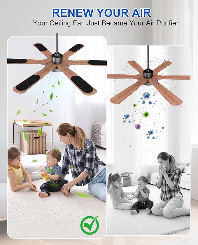 Universal Ceiling Fan Filters for Blades, Activated Carbon Fan Air Purifier Pads - Image 3
