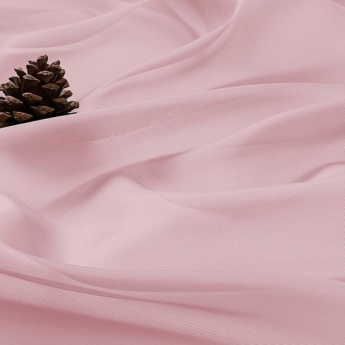 OWENIE Sheer Blush Curtains, Sheer Curtains 63 inch Length 2 Panels Set, Rod Pocket Voile Fimly Sheer Drapes for Living Room Bedroom, 2pcs, Blush, Each 59" W x 63" L