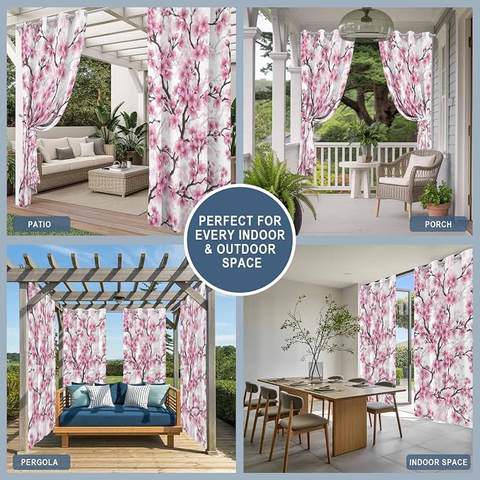 Cherry Flowers Outdoor Curtains - Image 8