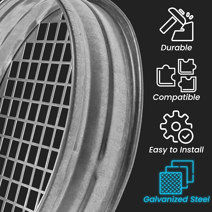 5" Inch Duct End Cap with Steel Mesh - Image 7