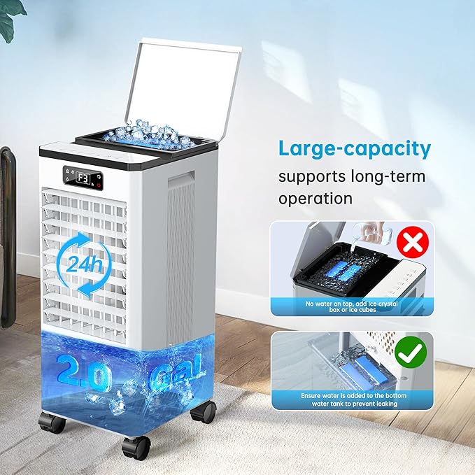 Evaporative Air Cooler, 4-IN-1 Portable Air Conditioners, Swamp Cooler - Image 5