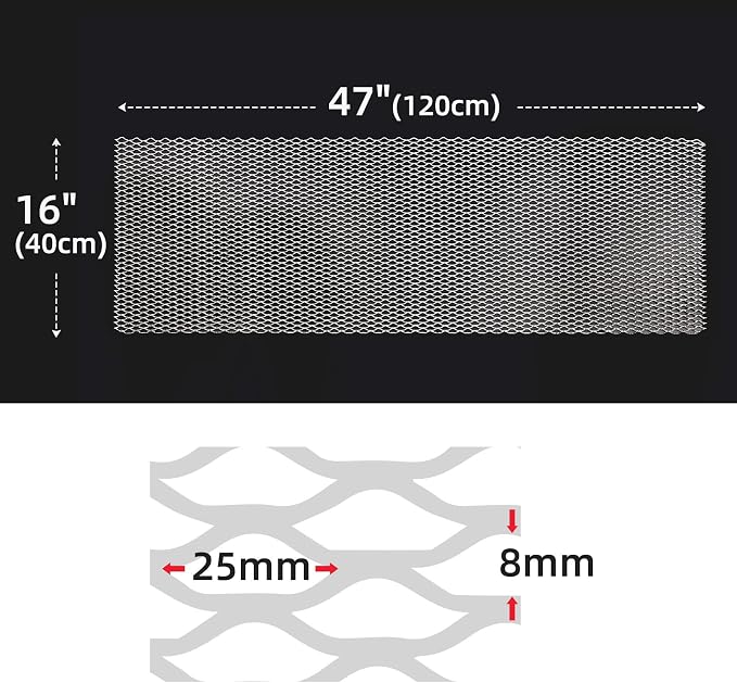 AggAuto 47x16 inches Car Pickup Truck Grill Mesh Spoiler Bumper Vent Aluminum - Image 2
