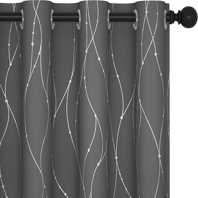 Deconovo Blackout Curtain for Bedroom, 52 x 72 Inch, Thermal Insulated Soundproof Curtains, Grommet Top, Machine Washable, Set of 2 Panels for Living Room Nursery Bedroom Apartment Home, Light Gray