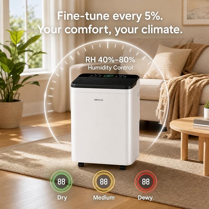 AIRPLUS 70 Pints Dehumidifiers for Home, 5500 Sq. Ft Dehumidifier for Basement - Image 3