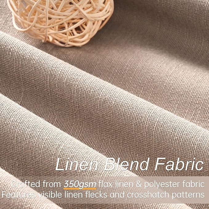 Natural Beige 95 inch bedroom living room curtains 2 Panels 100% Blackout Linen texture Curtain Drapes with Back Tab Rod Pocket Room darkening Thermal Insulated Curtains for Dining Sliding door 52x95