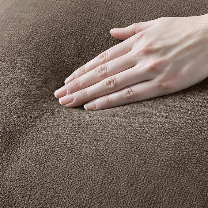 MIULEE Decorative Throw Pillow Covers Neutral Linen Fringe Throw Pillows Euro Shams Set of 2 Natural Coffee Boho Farmhouse Cushion Covers for Couch Sofa Bed Living Room Spring Home Decor 26x26 Inch