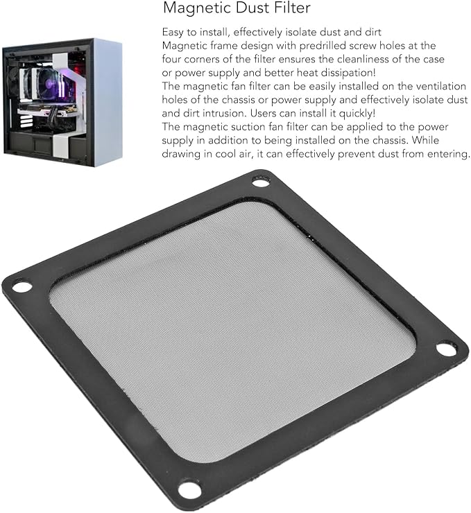Dust Filter for Computer PC Cooler Fan, 80 x 80mm Magnetic Frame PC Fan Dust - Image 4