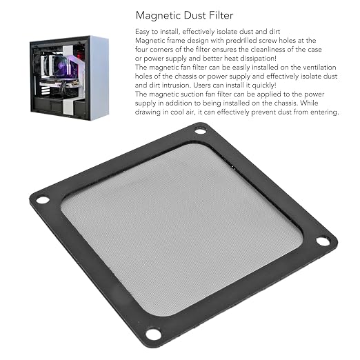 5Pcs 80mm PC Cooler Fan Dust Filter, 65% High Ventilation Rate Magnetic Frame - Image 2
