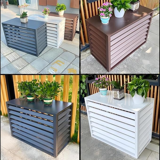 Aluminum Air Conditioner Fence Set of 2, Louvered Outdoor AC Unit Cover - Image 5