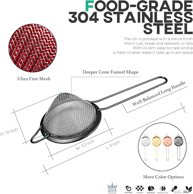 Homestia 304 Stainless Steel Fine Mesh Strainer - Image 4