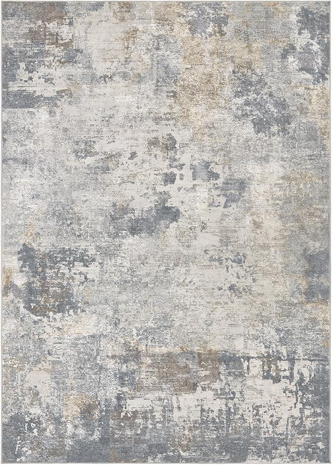 UERMEI 5x7 Area Rug Living Room Rugs - Washable Neutral Modern Abstract Soft Thin Large Rug Indoor Floor No Slip Rug Carpet for Bedroom Under Dining Table Home Office Decor - Blue Grey