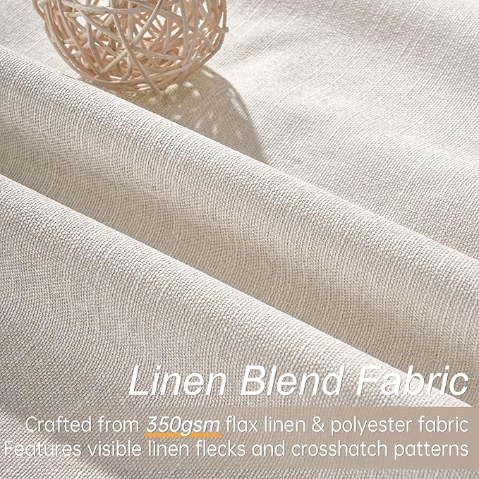 Topfinel 78 Inch Long Linen Blackout Curtains 2 Panels Set for Bedroom Back Tab Rod Pocket Pleated Boho Farmhouse Room Darkening Curtains for Sliding Glass Door,Cream Ivory, 52x78 in Length