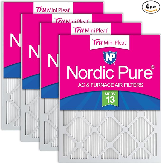 Nordic Pure 20x20x1 Tru Mini Pleat MERV 13 AC Furnace Air Filters 4 Pack | by NordicPure
