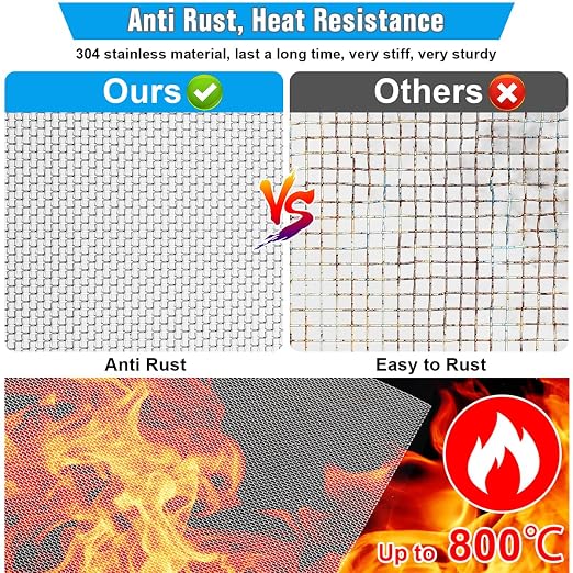 Valchoose 4PACK Stainless Steel Woven Wire Mesh Never Rust, Air Vent Mesh - Image 4