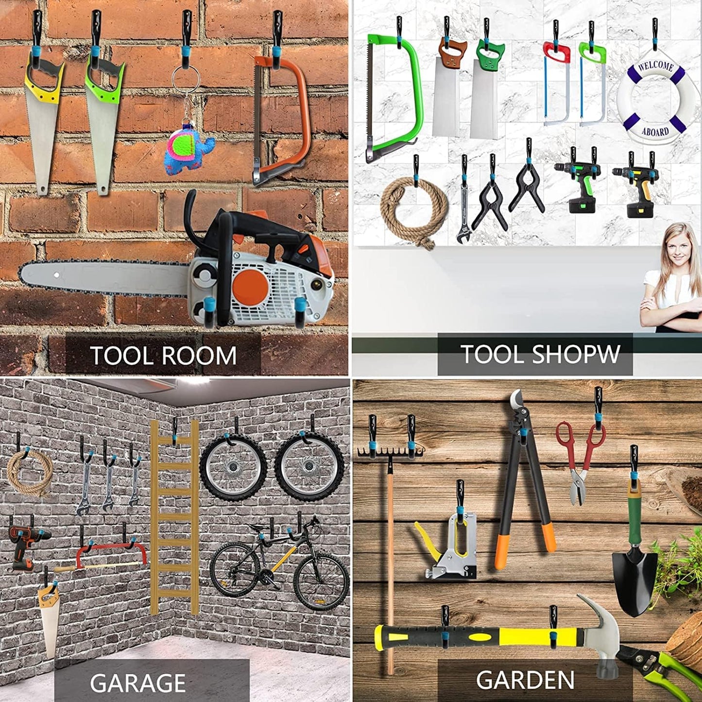 12 Pack Garage Storage J Hooks, 4.1Inches Heavy Duty Wall Mount Utility Hangers by Naikozmo Black and Red 5.6 x 4.1 x 0.5 inches