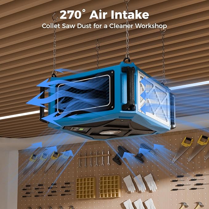 ALORAIR 270° Intake Hanging Air Filtration System Woodworking Built-In Ionizer - Image 2