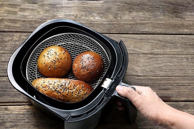 Elsjoy 3 Pack 8 Inch Round Air Fryer Racks, Stainless Steel Air Fryer Mesh Tray - Image 8
