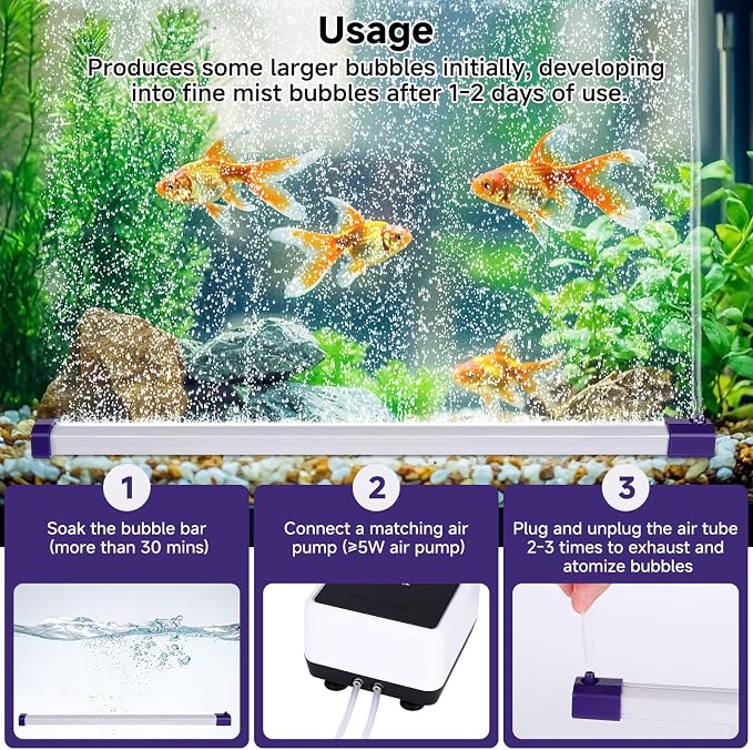 hygger 21.7 Inch Long Aquarium Bubble Bar, Ultra-Fine Quiet Oxygen Diffuser - Image 5