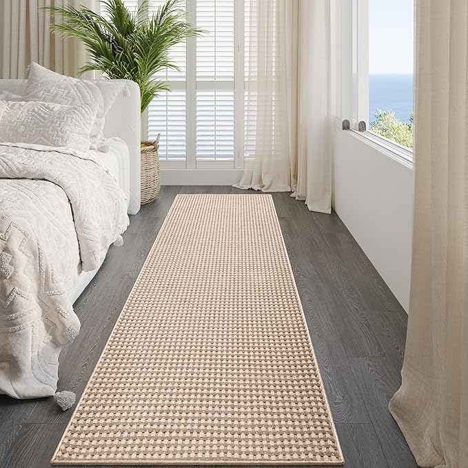 YDKGL 2x8 ft Hallway Runner Rug Extra Long Boho Woven Kitchen Runner Rugs Mat Non Slip Washable, Soft Entryway Laundry Hall Floor Runner Carpet for Indoor Backdoor Bedroom Hallway Living Room, Brown