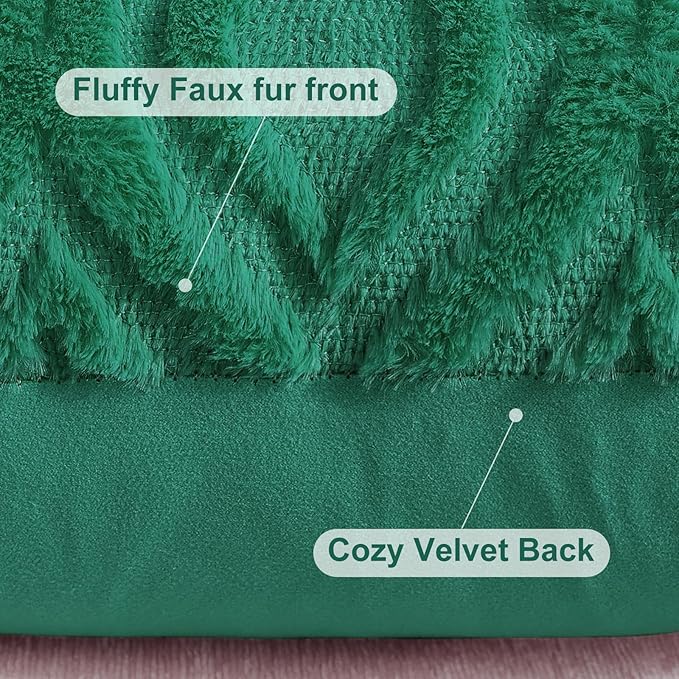 decorUhome Throw Pillow Covers 12x20 Inch Set of 2, Soft Plush Faux Wool Green Solid Couch Pillow Covers, Accent Farmhouse Neutral Rectangle Pillow Cases for Sofa Bed Living Room