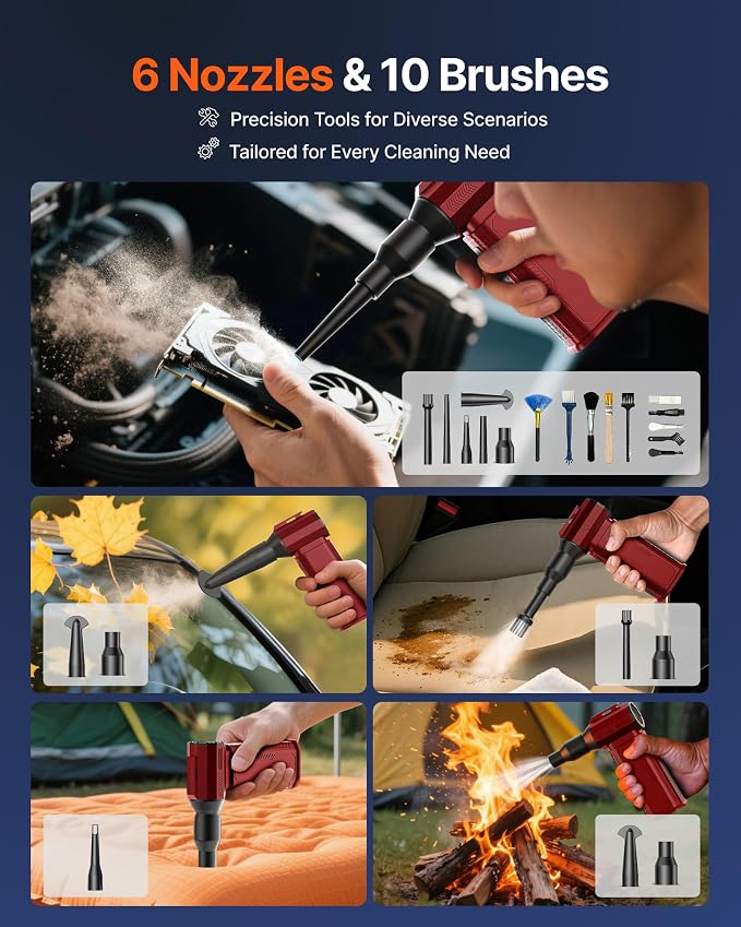 Compressed Air Duster, 000RPM Ultra-Powerful Cordless Electric Air Duster - Image 6