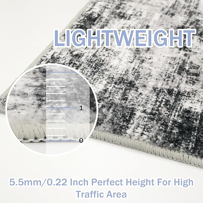 IOHOUZE Abstract Runner Rug 3x20 Ft Extra Long Washable Runners for Hallways, Non Slip Kitchen Runner Printed Faux Wool Entryway Runner Indoor, Modern Abstract Floor Carpet for Hall Stair, Black Grey