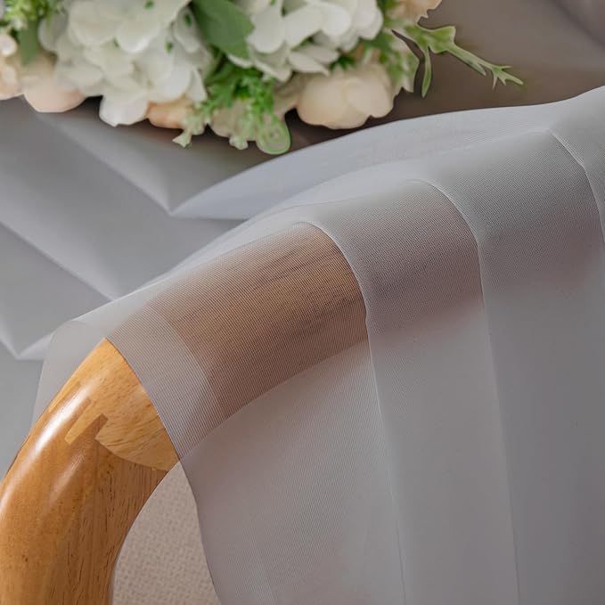 OWENIE Light Grey Sheer Curtains 54 Inch Length for Living Room Bedroom 2 Panels Set, Elegant Rod Pocket Airy Solid Curtains for Small Window, Soft Breathable Dining Room Curtains, 42Wx54L inch