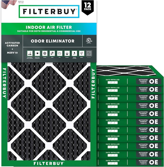 Filterbuy 17x25x1 Air Filter MERV 10 Odor & Allergy Defense by Filterbuy