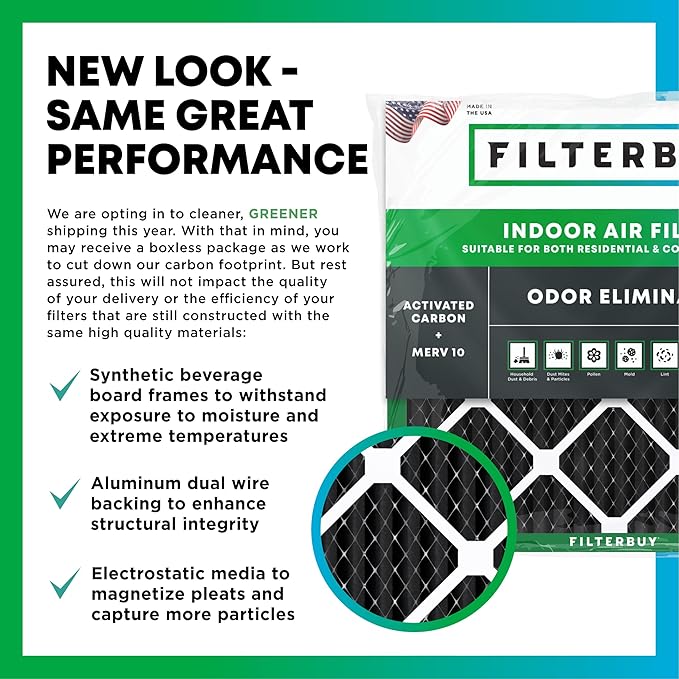 Filterbuy 25x25x1 Air Filter MERV 10 Odor & Allergy Defense - Image 3