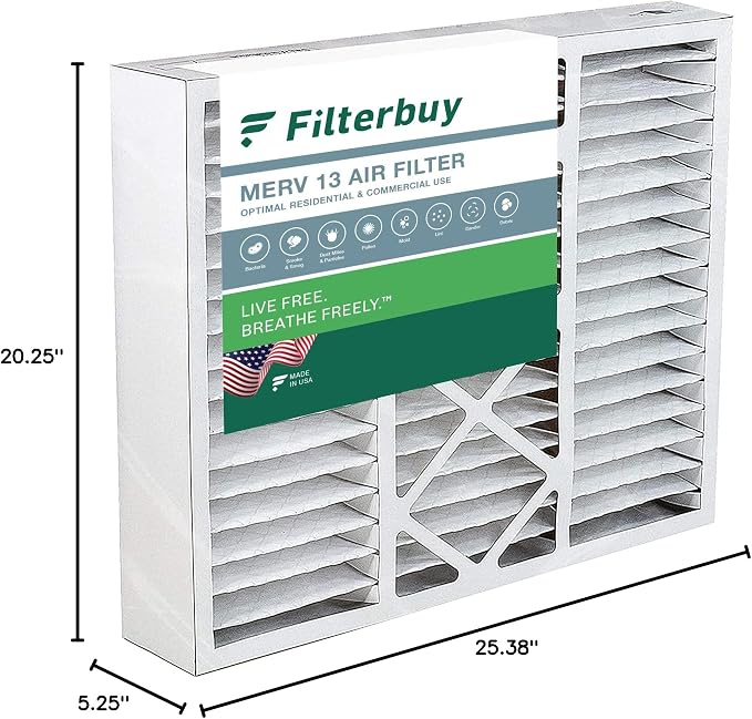 Filterbuy 20x25x5 Air Filter MERV 13 Optimal Smoke & Allergy Defense, Pleated - Image 10